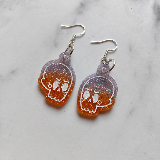 Skull Earrings - Glitter Halloween