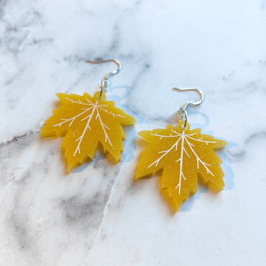 Autumn Leaf Earrings - Yellow