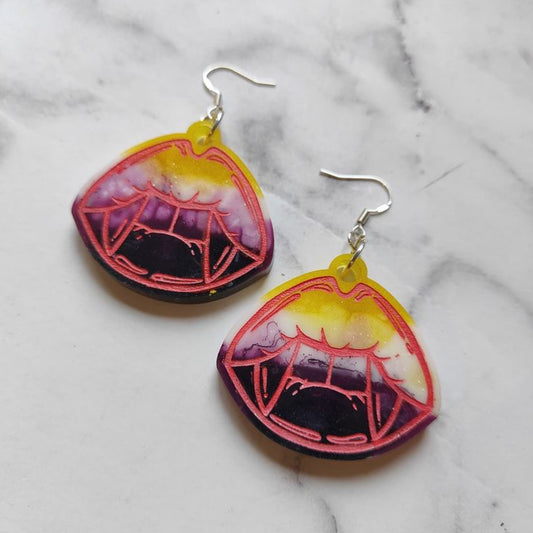 Vampire Lips Earrings - Yellow/White/Purple/Red