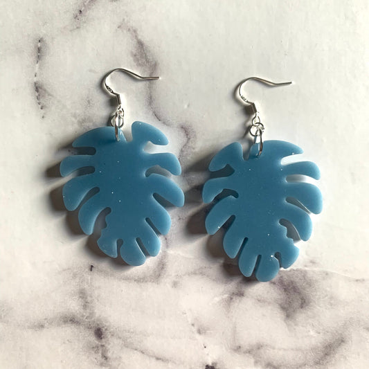 Monstera Leaf (Large) Earring - Blue
