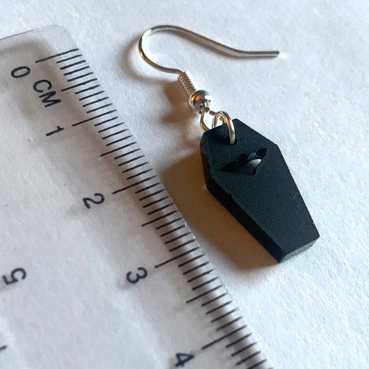 Bat Coffin Earrings - White