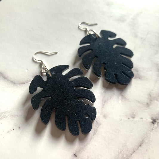 Monstera Leaf (Large) Earring - Black