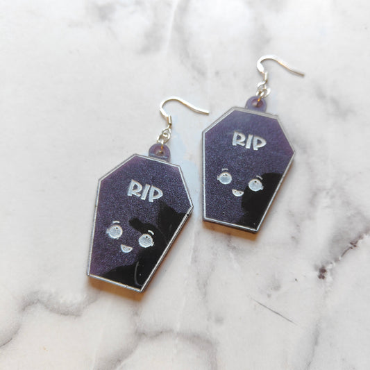 Coffin Kawaii Earrings - Purple/Black